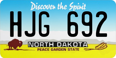 ND license plate HJG692