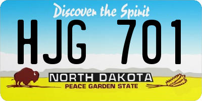 ND license plate HJG701