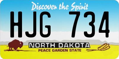 ND license plate HJG734