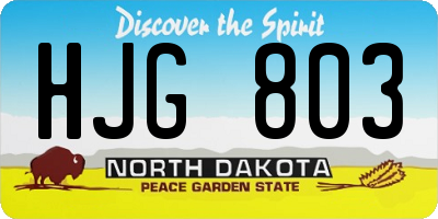 ND license plate HJG803