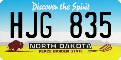 ND license plate HJG835