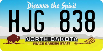ND license plate HJG838