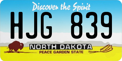 ND license plate HJG839