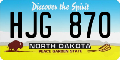 ND license plate HJG870