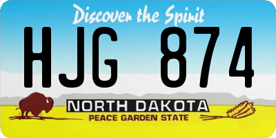 ND license plate HJG874