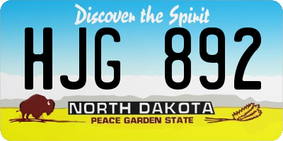 ND license plate HJG892