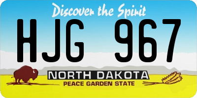 ND license plate HJG967