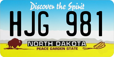 ND license plate HJG981