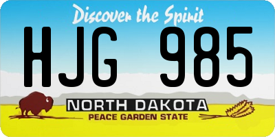 ND license plate HJG985