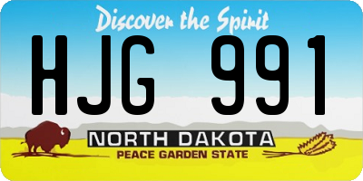 ND license plate HJG991