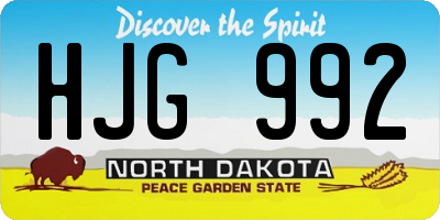 ND license plate HJG992