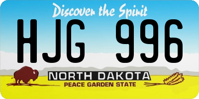 ND license plate HJG996