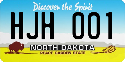 ND license plate HJH001