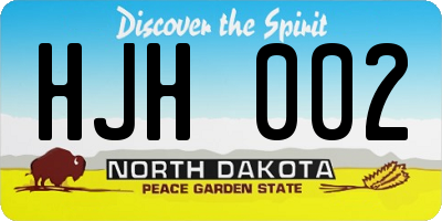 ND license plate HJH002