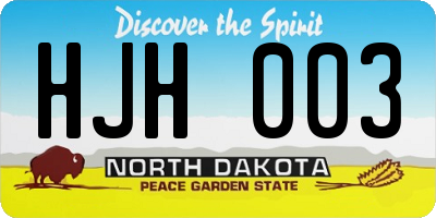 ND license plate HJH003