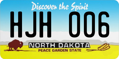 ND license plate HJH006