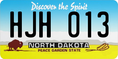 ND license plate HJH013