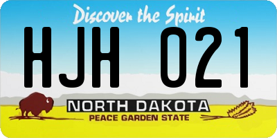 ND license plate HJH021