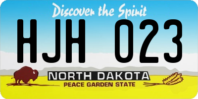 ND license plate HJH023