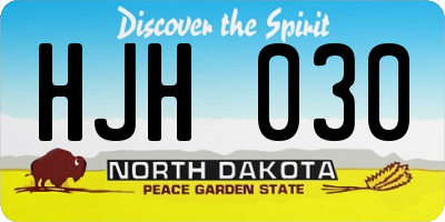 ND license plate HJH030