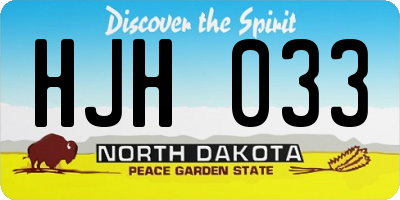 ND license plate HJH033