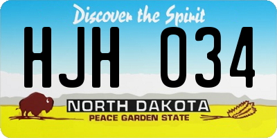 ND license plate HJH034