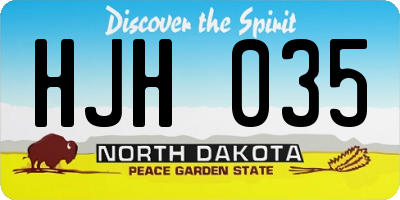 ND license plate HJH035