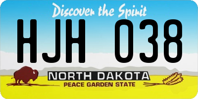 ND license plate HJH038