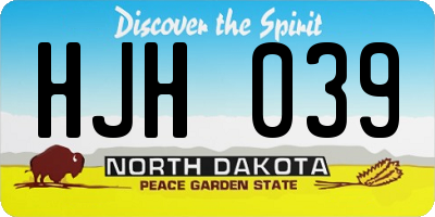 ND license plate HJH039