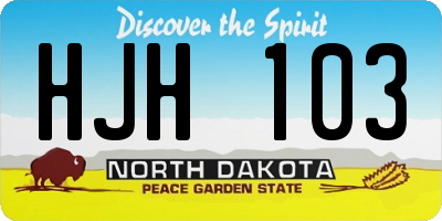 ND license plate HJH103