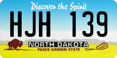 ND license plate HJH139