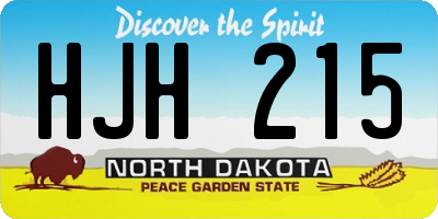 ND license plate HJH215