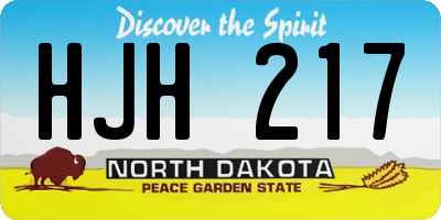 ND license plate HJH217