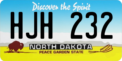 ND license plate HJH232