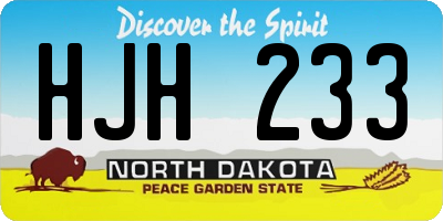 ND license plate HJH233