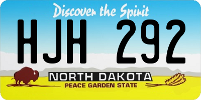 ND license plate HJH292