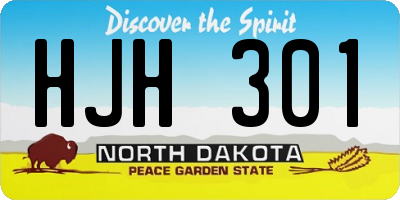 ND license plate HJH301