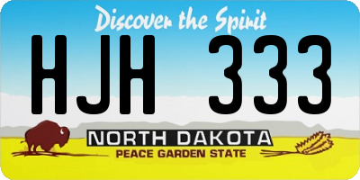 ND license plate HJH333