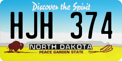 ND license plate HJH374