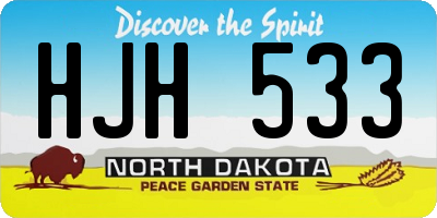 ND license plate HJH533