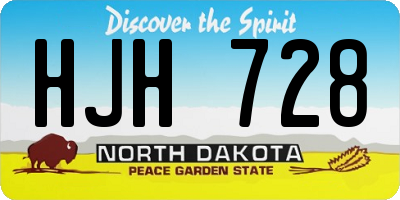 ND license plate HJH728