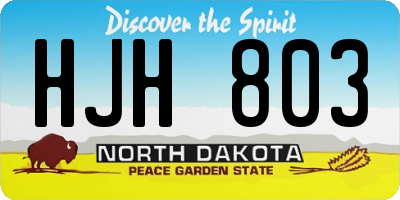 ND license plate HJH803