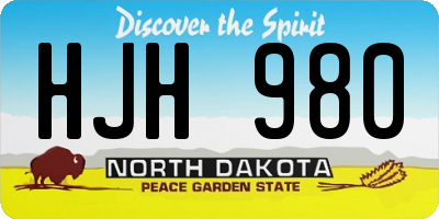 ND license plate HJH980