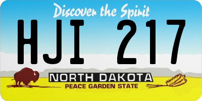 ND license plate HJI217