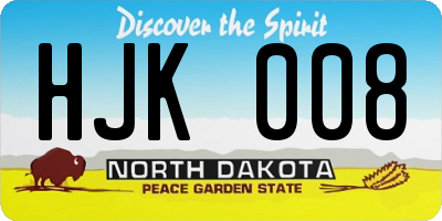 ND license plate HJK008