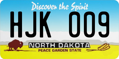 ND license plate HJK009