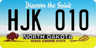 ND license plate HJK010