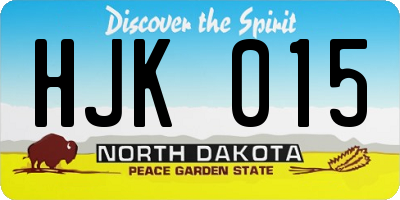 ND license plate HJK015