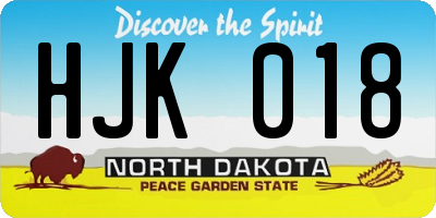 ND license plate HJK018