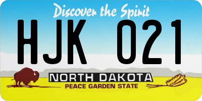 ND license plate HJK021